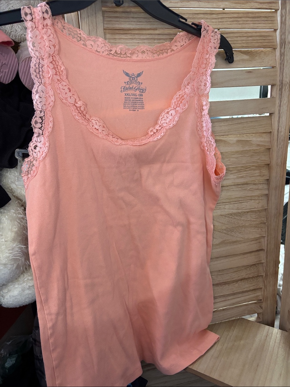Faded Glory Lace-Trim Tank Top XXL